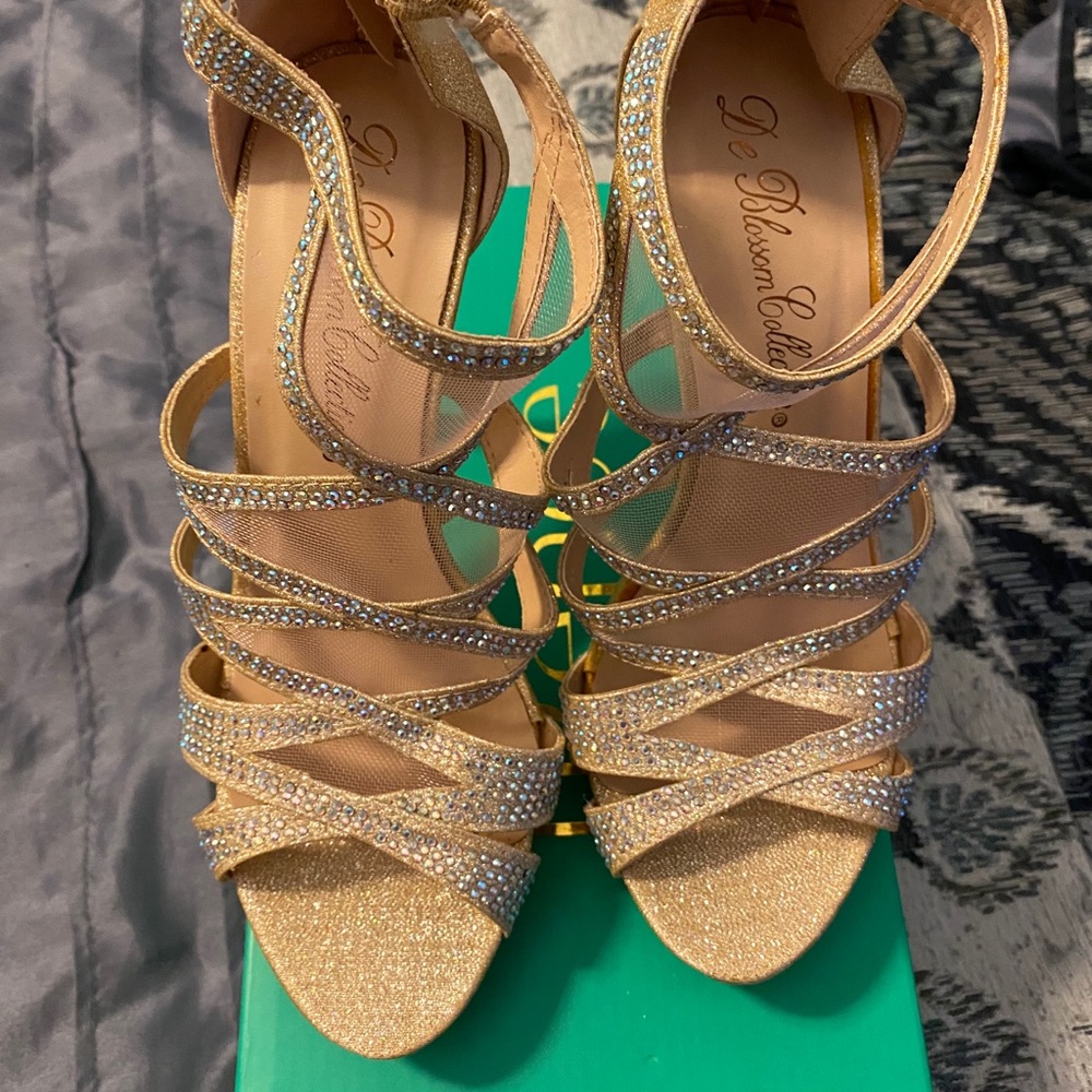 Gold sandals with heels